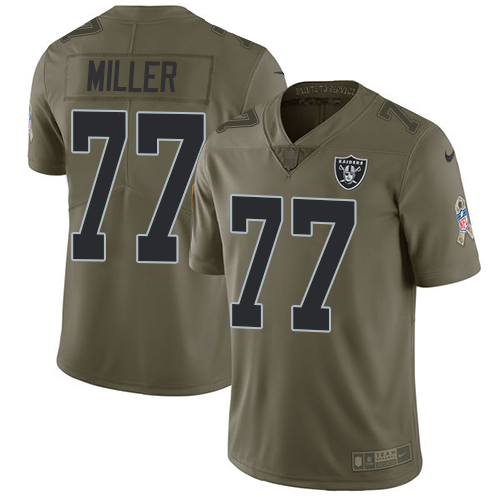 Nike Raiders #77 Kolton Miller Olive Men's Stitched NFL Limited Salute To Service Jersey